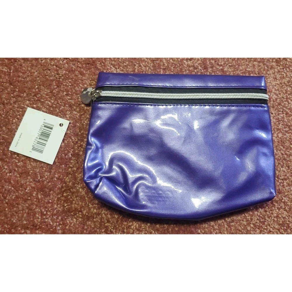 Nordstrom Make up Bag Purple Shiny Zip‎ Travel Small
